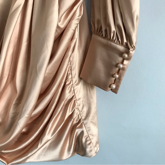 5 for $25! 💕 Mock Golden Neck Lantern Sleeve Ruched Dress ❤️‍🔥 - Picture 8 of 13